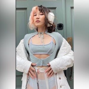 Danielle Guizio geo cut out cardigan and bra set